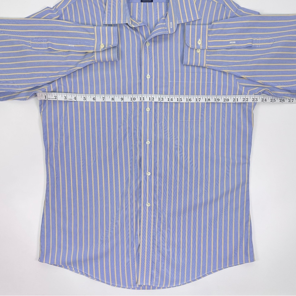 Brooks Brothers Supima Cotton Blue and Yellow Striped Button Down Shirt - Picture 6 of 8